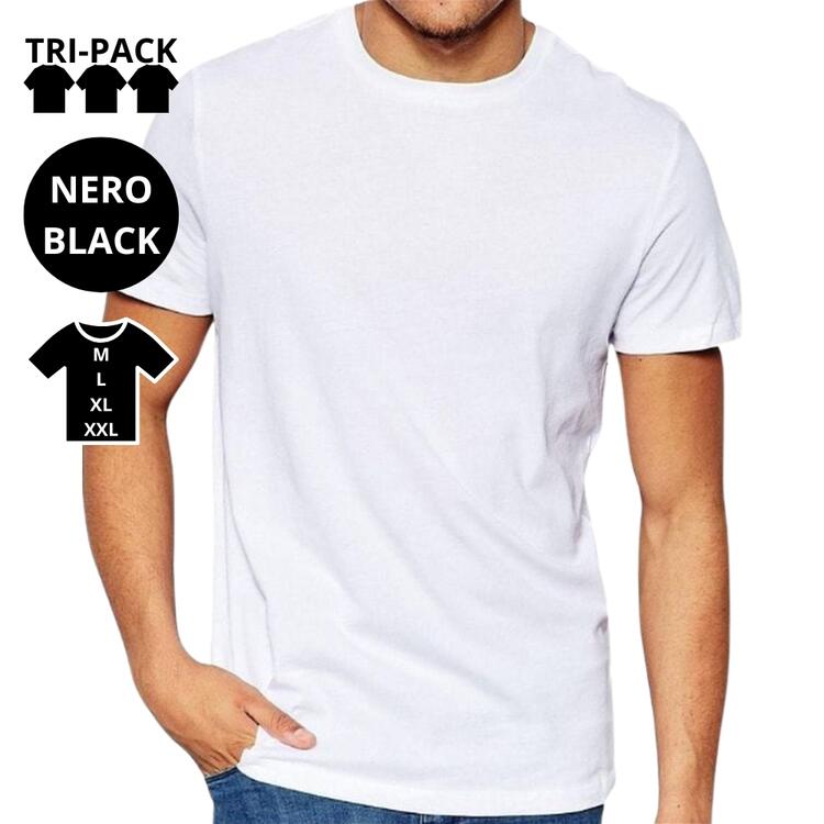 T-SHIRT UNISEX JERSEY COTONE MAP 3001 M-XXL NERO (3-PACK) Map