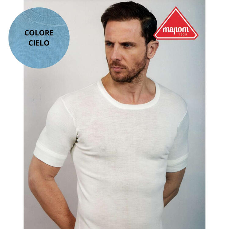 MAGLIA MISTO LANA UOMO MAPOM ROCKY T-SHIRT CIELO Mapom