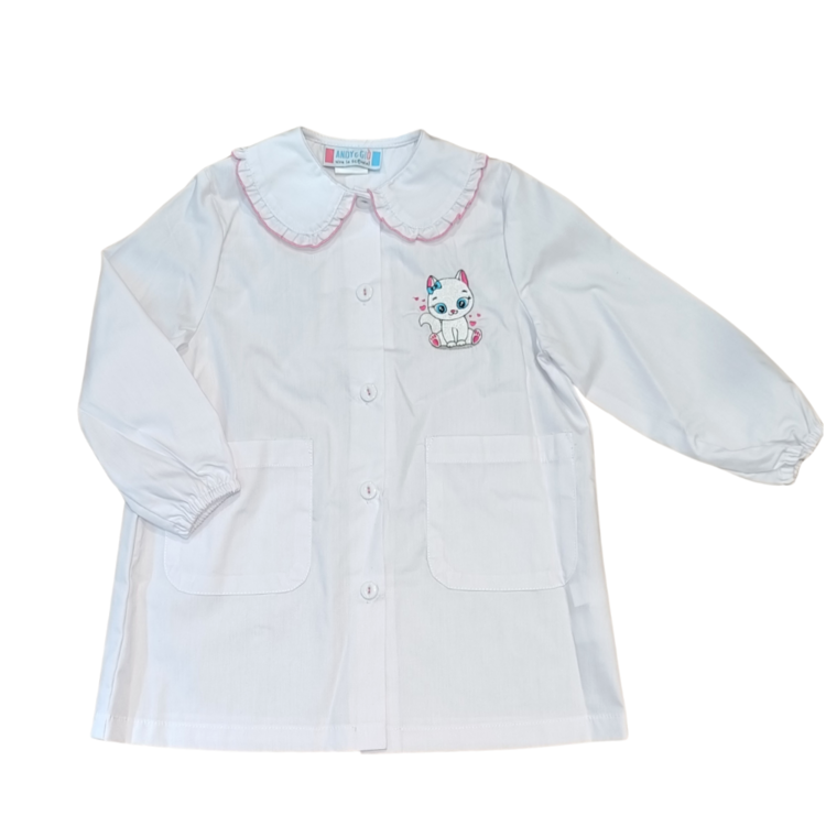 ANDY&GIò 90255 CAT EMBROIDERY KINDERGARTEN APRON FOR GIRLS Andy&Gio