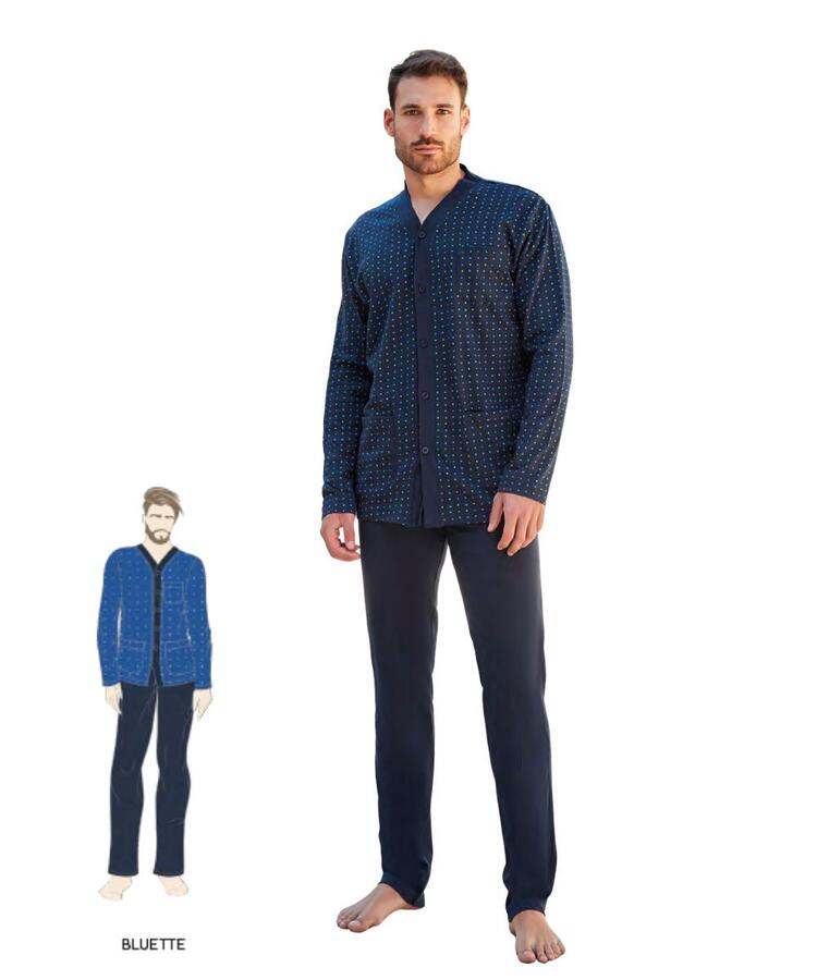 Pigiama uomo aperto in jersey di cotone Nottingham NPA560 Nottingham