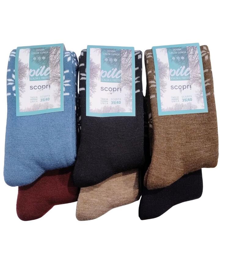 Calzettone lungo donna in caldo PILE Scopri Prisco Noelle (1 PAIO) Scopri Calze