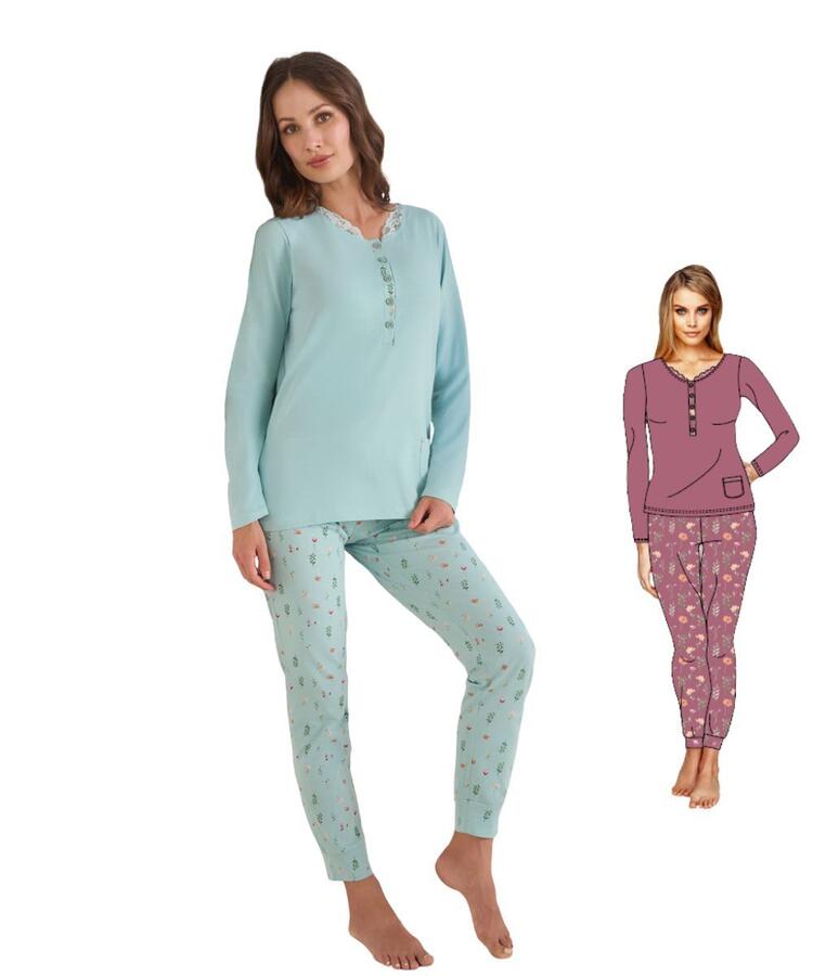 Pigiama donna in jersey di cotone Oro Nero OD562 ORONERO