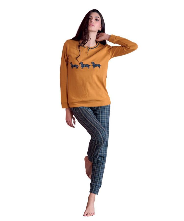 Pigiama donna in jersey di cotone caldo Oro Nero OD485 ORONERO