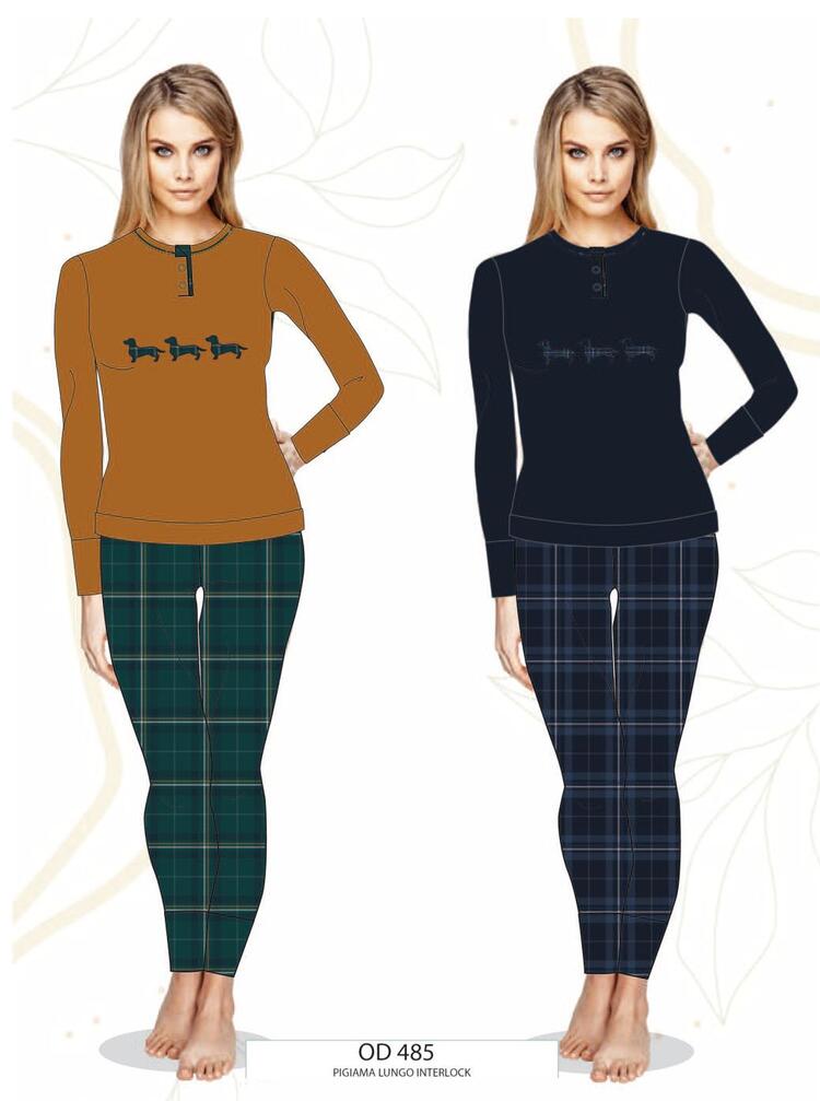 Pigiama donna in jersey di cotone caldo Oro Nero OD485 ORONERO