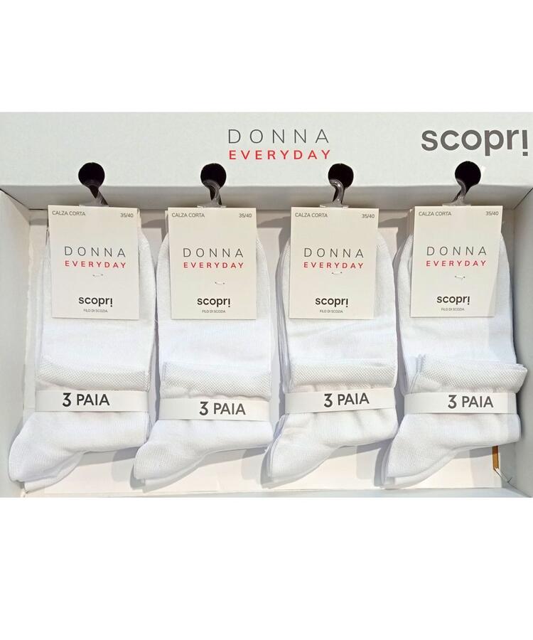 Women's short sock in stretch cotton Discover Opera TRI-PACK Scopri Calze