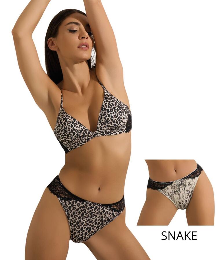 Completo donna con triangolo imbottito in bamboo, pizzo e brasiliana Pura P0846C PURA