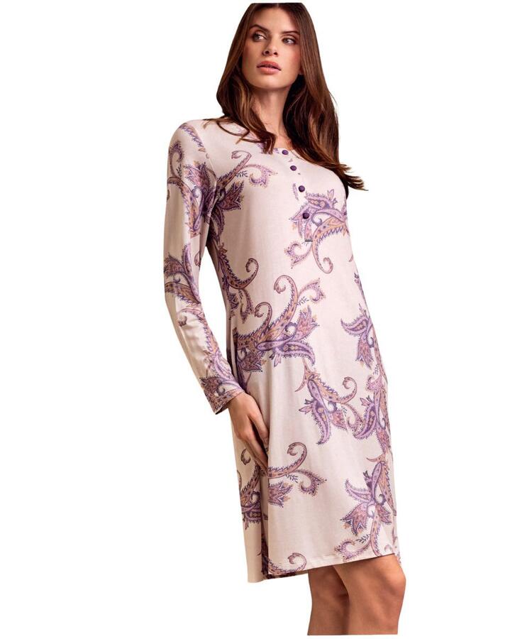 Camicia da notte in viscosa pesante fantasia Lormar Pashmina PAS633823 Lormar