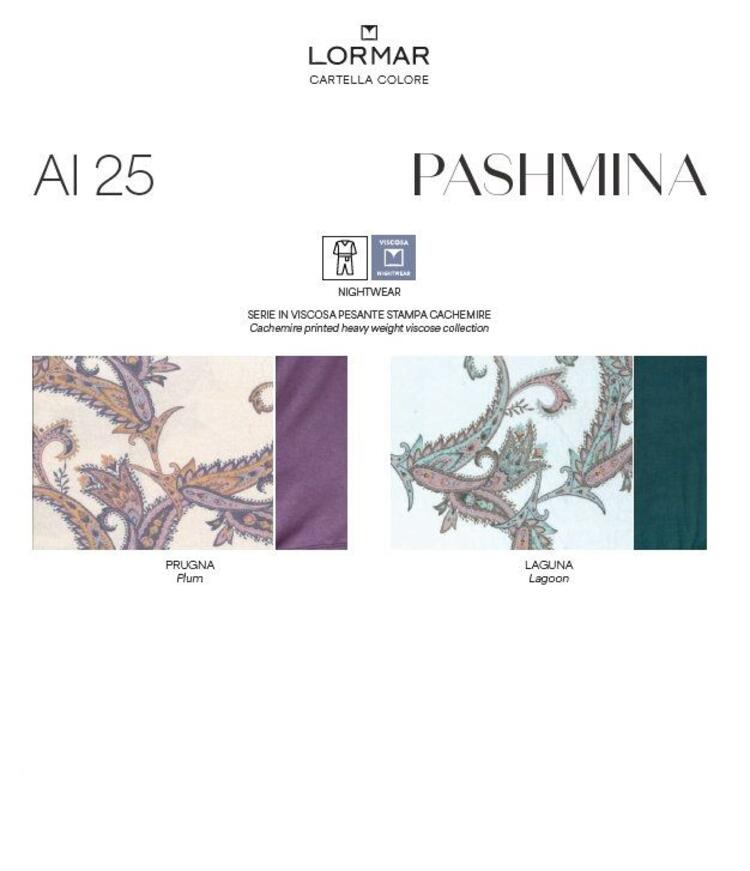 Camicia da notte in viscosa pesante fantasia Lormar Pashmina PAS633823 Lormar