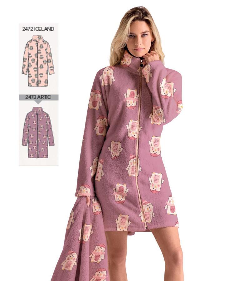 Vestaglia donna in caldo pile coral Infiore Penguin PNG673015 Infiore