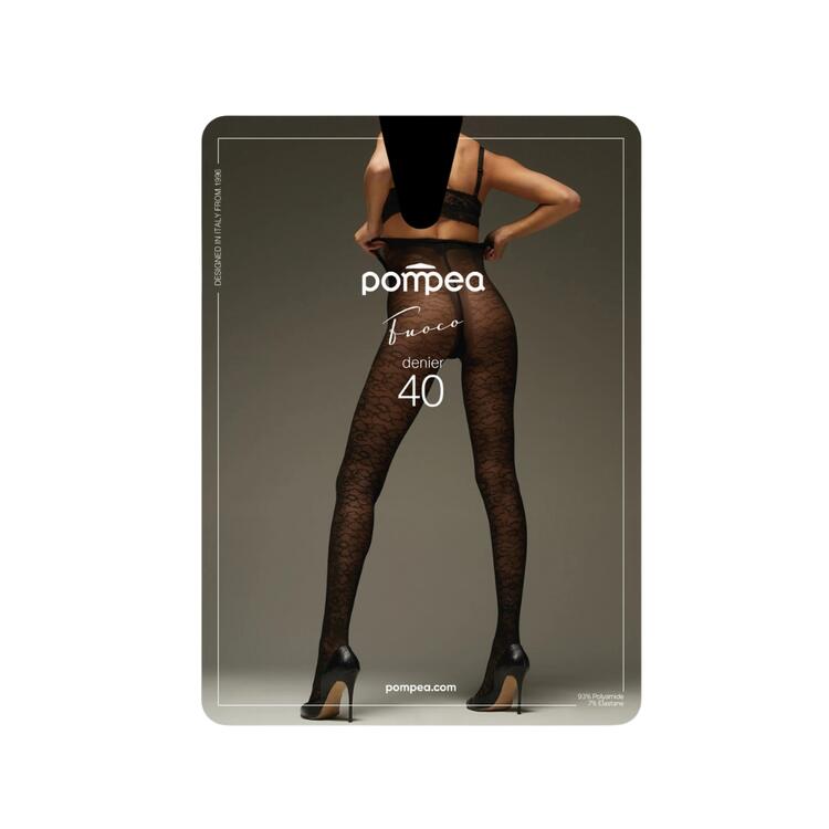 40 DEN TIGHTS WITH MACRO LACE PATTERN POMPEA 90772016 FIRE Pompea