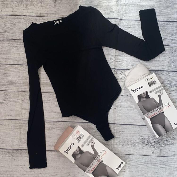 Body donna a manica lunga girocollo in cashmere ultralight Prisco Cash Body ml Prisco