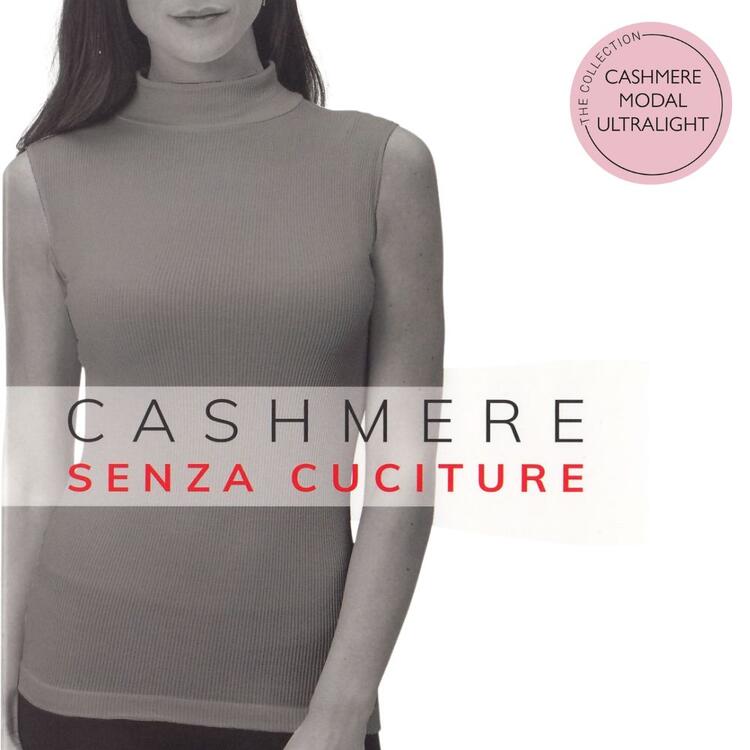 Lupetto donna smanicato in cashmere a costine ultralight Prisco Cash SM Prisco