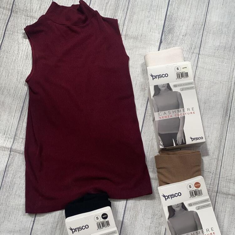 Lupetto donna smanicato in cashmere a costine ultralight Prisco Cash SM Prisco