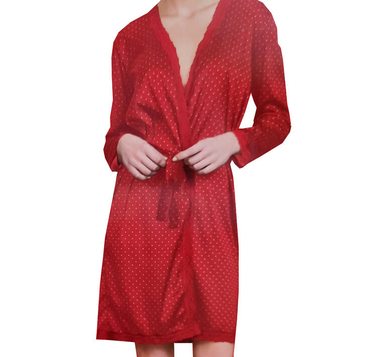 KIMONO DONNA IN SATIN ROSSO NATALE PURA P0491 PURA