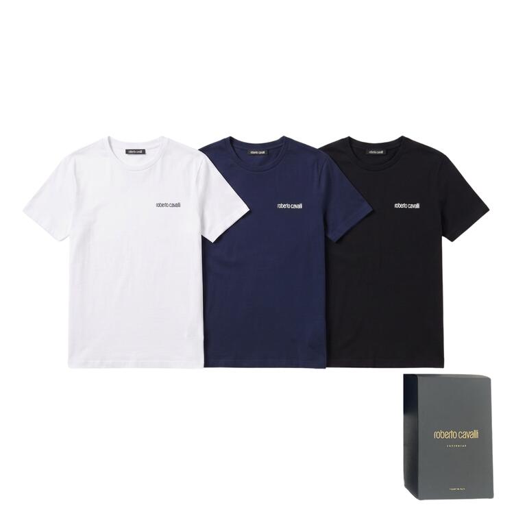 T-shirt uomo girocollo in cotone elasticizzato Roberto Cavalli WSO00E CE010 (2 capi) ROBERTO CAVALLI