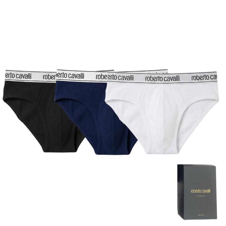 Slip uomo in cotone elasticizzato Roberto Cavalli WSO00G CE001 (3 paia) ROBERTO CAVALLI