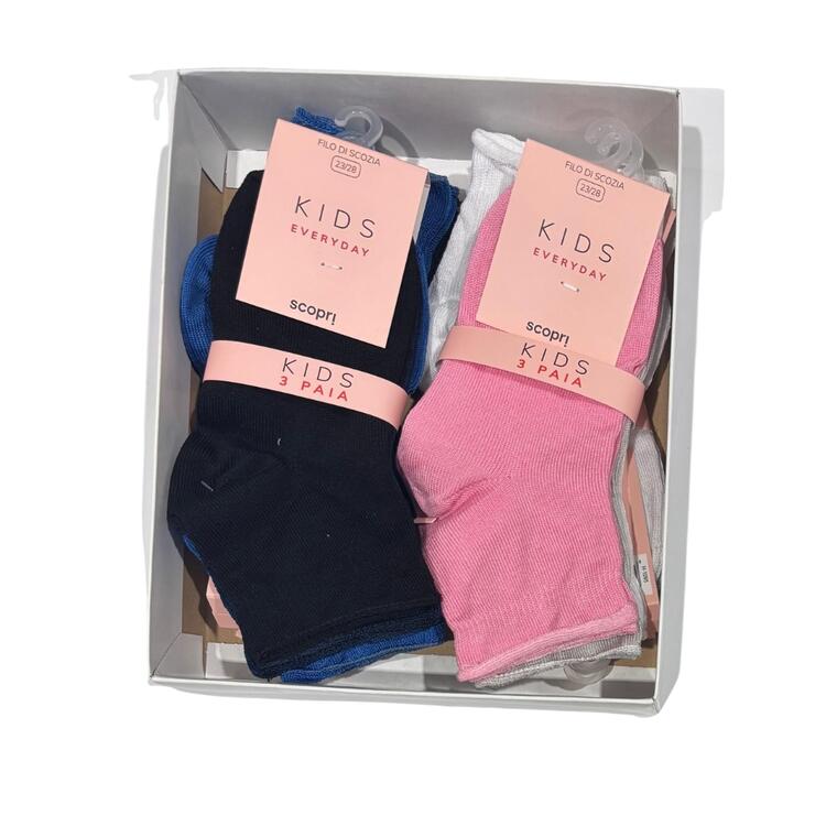 CALZINO CORTO BAMBINA FILO DI SCOZIA SCOPRI GAIA - 3 PAIA  Scopri Calze