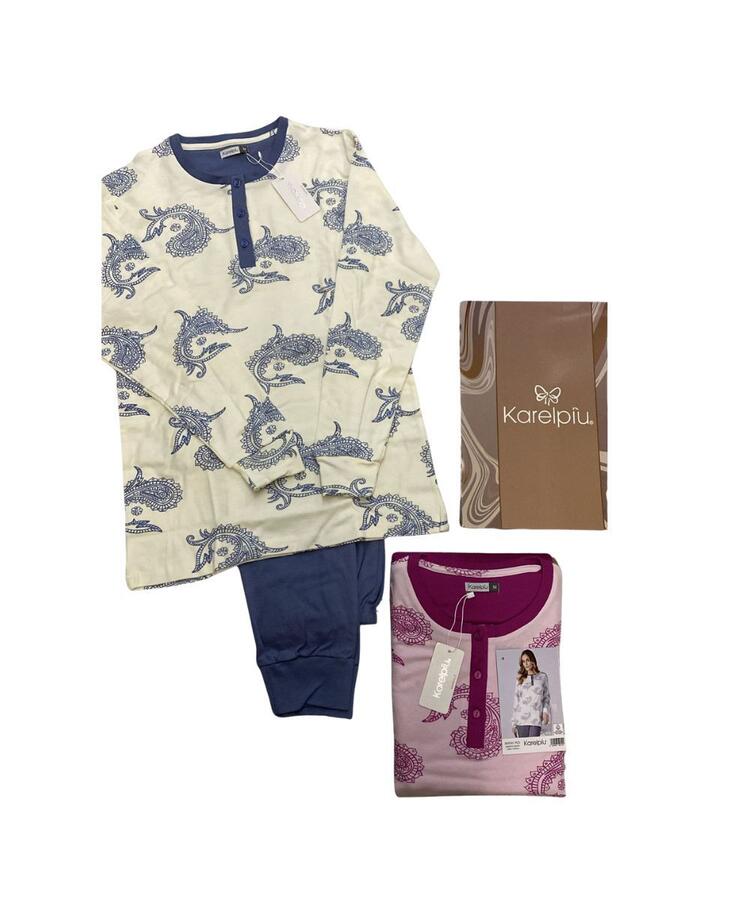 Pigiama donna in jersey di cotone caldo Karelpiu' SK9041 KarelPiù