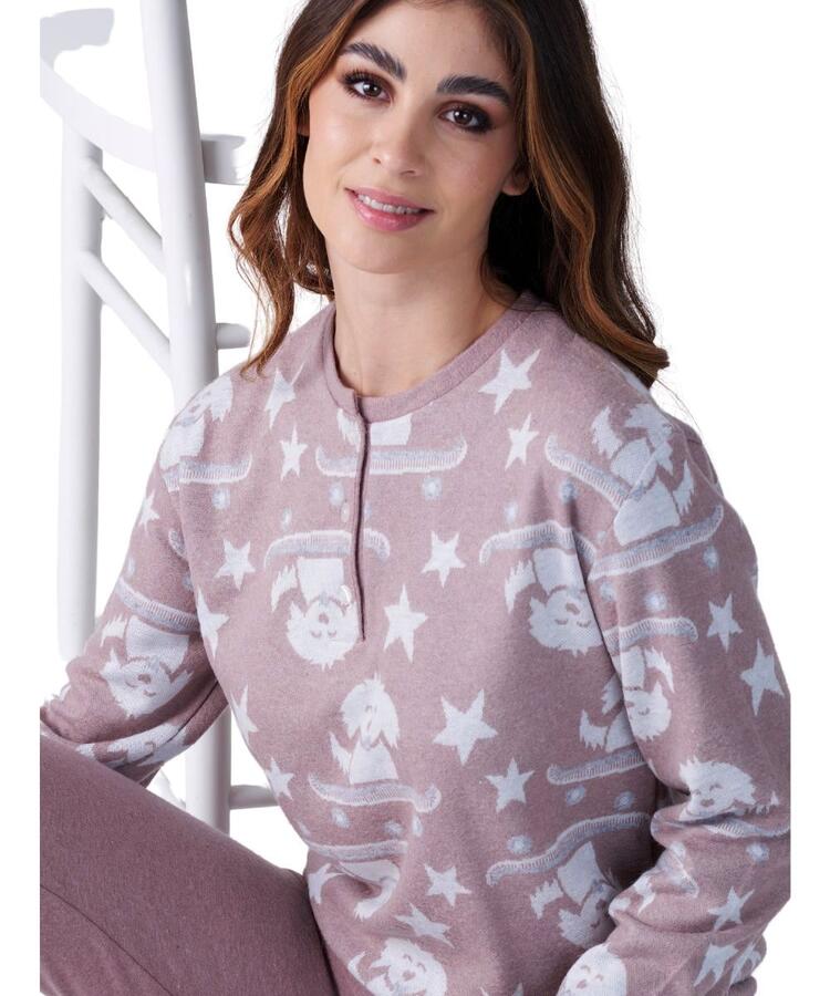 Pigiama donna in caldo jersey di cotone lanato Karelpiù SK9269 KarelPiù