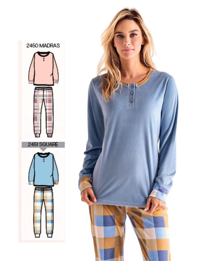 Pigiama donna in caldo micro-pile coral Infiore Supermadras SMD652866 Infiore