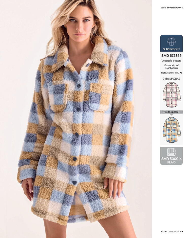 Vestaglia corta donna in caldo pile coral pelliccia Infiore Supermadras SMD672865 Infiore