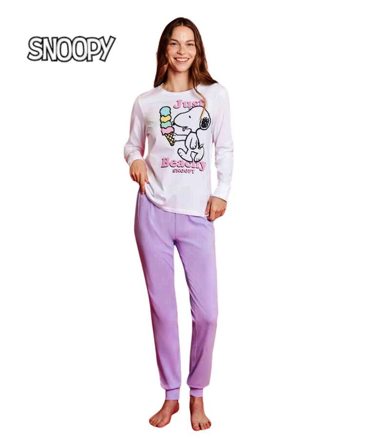 Pigiama donna a manica lunga in jersey di cotone Snoopy SND3850 SNOOPY