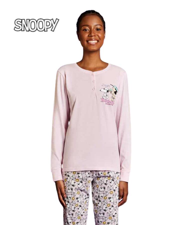 Pigiama donna a manica lunga in jersey di cotone Snoopy SND3850 SNOOPY