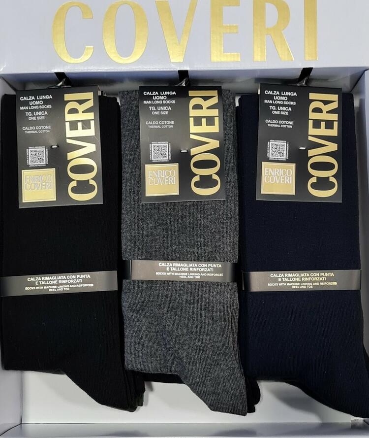 CALZINO LUNGO UOMO IN CALDO COTONE ELASTICIZZATO ENRICO COVERI SNOWLINE 1 PAIO COVERI