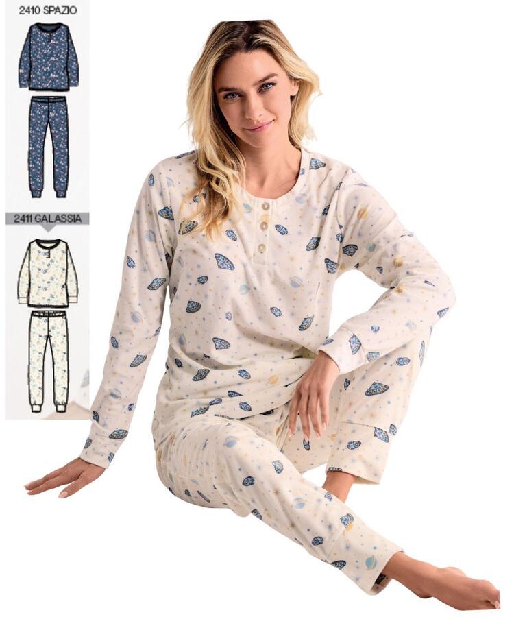 Pigiama donna in caldo micro-pile coral Infiore Space Trip SPC652844 Infiore