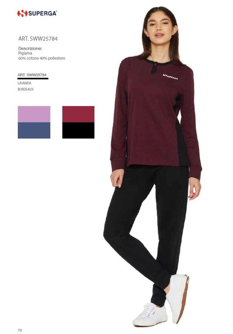 Pigiama donna in jersey di cotone caldo Superga SW25784 Superga