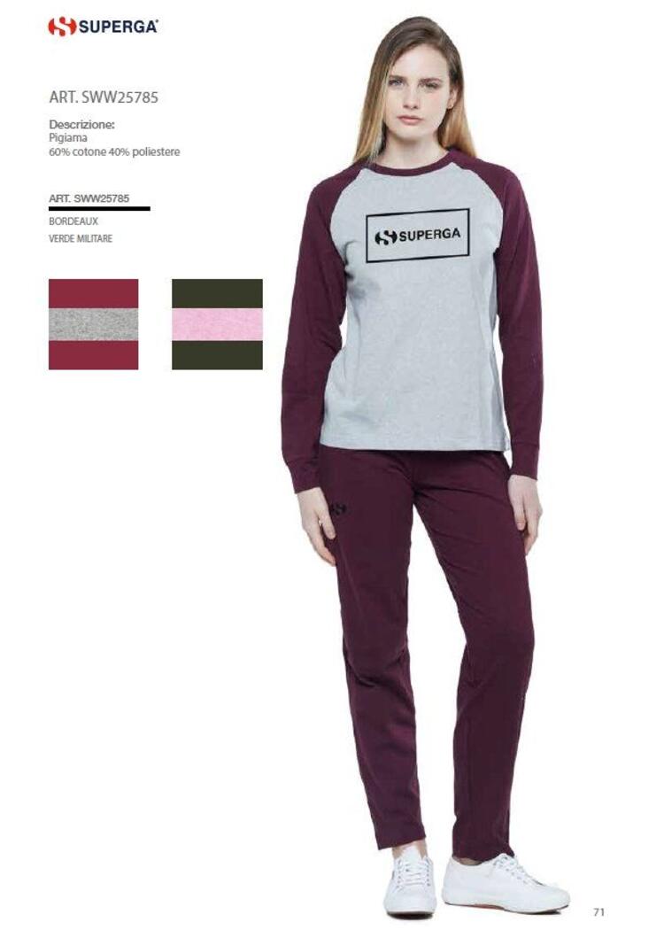 Pigiama donna in jersey di cotone caldo Superga SW25785 Superga