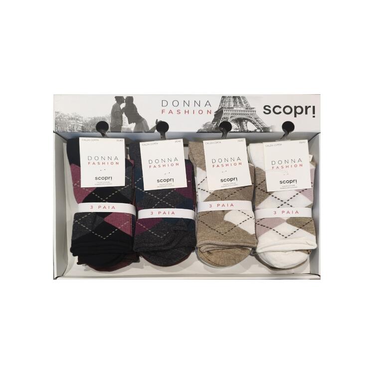 Calza corta donna in caldo cotone elasticizzato fantasia Scopri Claudine (tri-pack) Scopri Calze