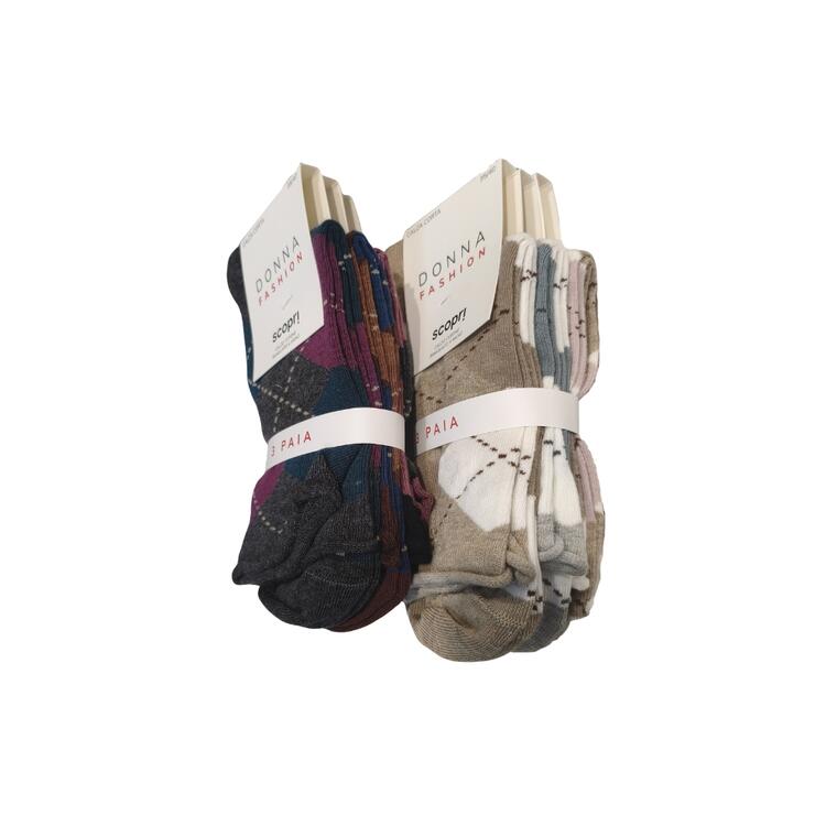 Calza corta donna in caldo cotone elasticizzato fantasia Scopri Claudine (tri-pack) Scopri Calze
