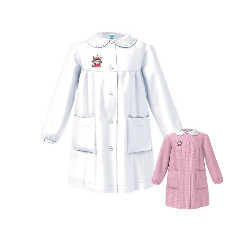 GREMBIULE ASILO BAMBINA SIGGI 33GR4330 RICAMO GATTINO Siggi