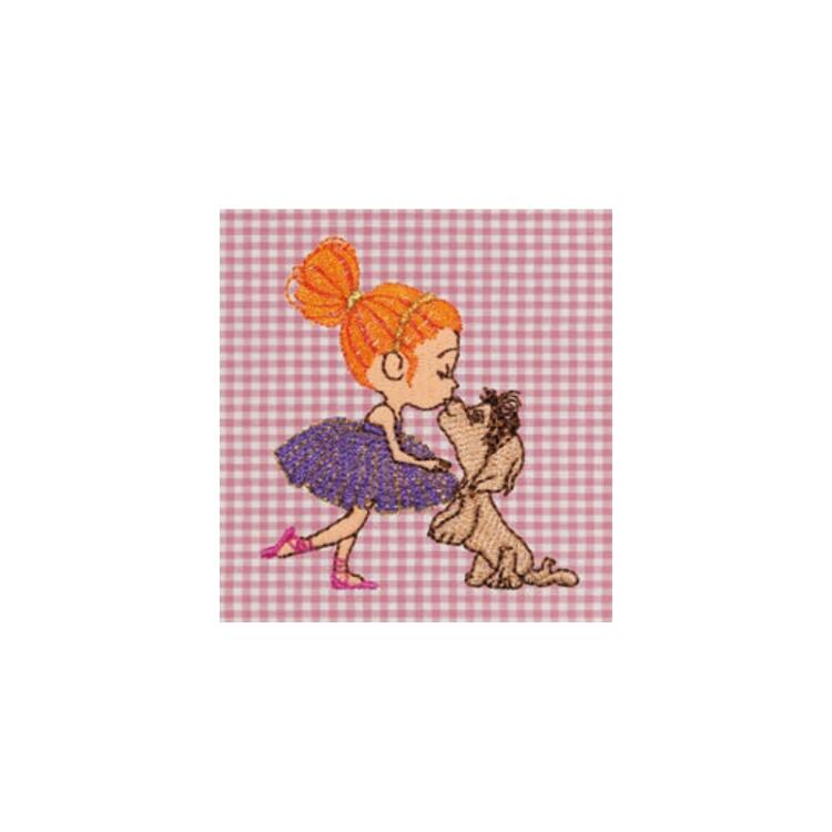 GREMBIULE ASILO BAMBINA SIGGI 33GR4331 RICAMO BALLERINA E CAGNOLINO Siggi