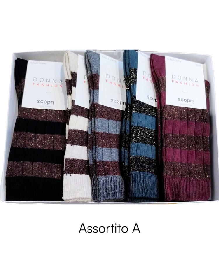 Calzino corto donna in caldo cotone a coste Scopri Prisco Sublime Ass.E Scopri Calze