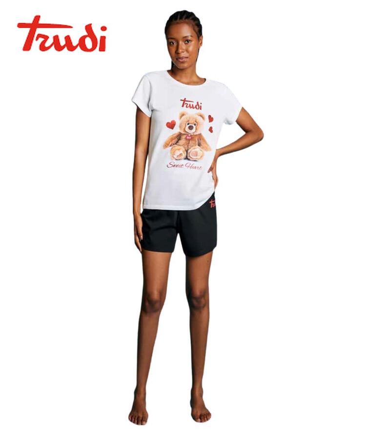 Pigiama donna a manica corta in jersey di cotone Trudi TRD3949 TRUDI