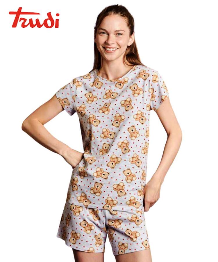 Pigiama donna a manica corta in jersey di cotone Trudi TRD3949 TRUDI