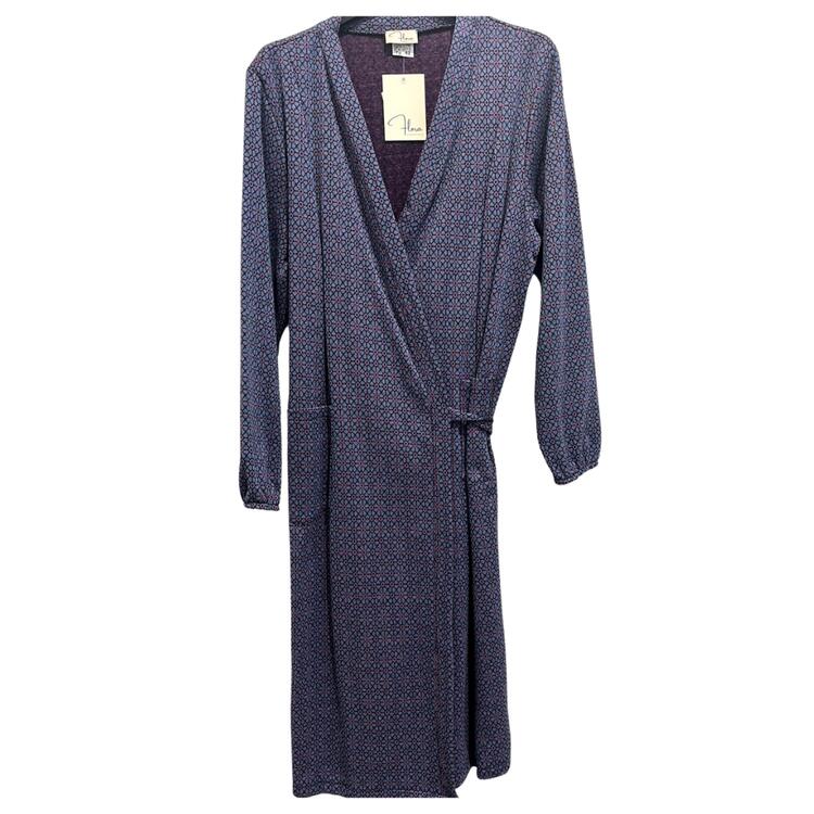 WOMEN'S CROSSED FLEECE DRESSING GOWN FLORA V02 FLORA