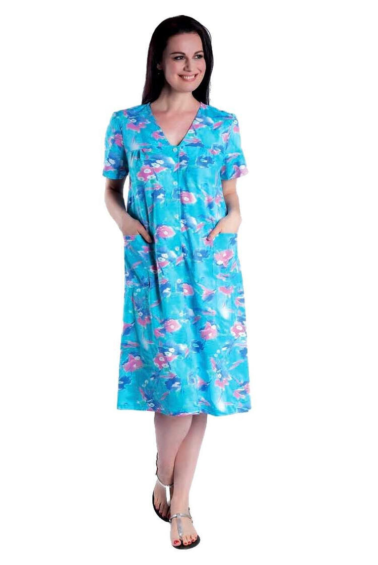 ABITO DONNA  A  MANICHE CORTE IN JERSEY DI COTONE FLORA V138  Aertre