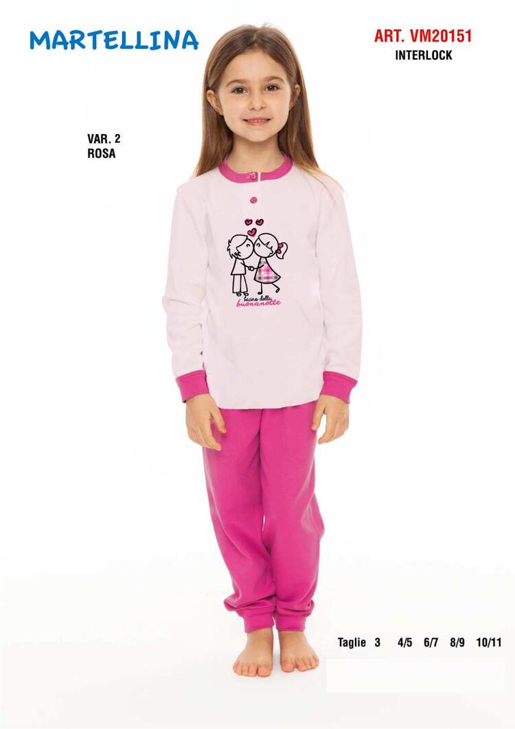 Girls' Pajamas in WARM cotton Martellina VM20151 Martellina