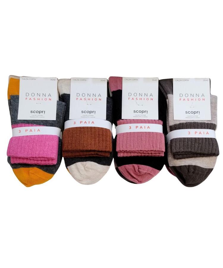 Calzino donna in caldo cotone Scopri Prisco Velvet TRI-PACK Scopri Calze