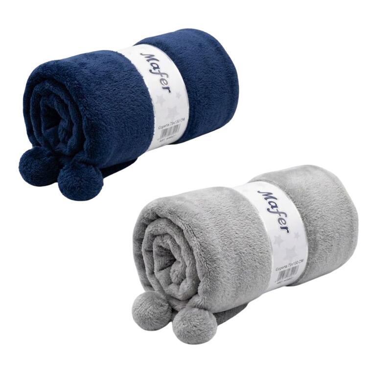 Coperta in pile neonato con pompon Mafer WDD23 Mafer