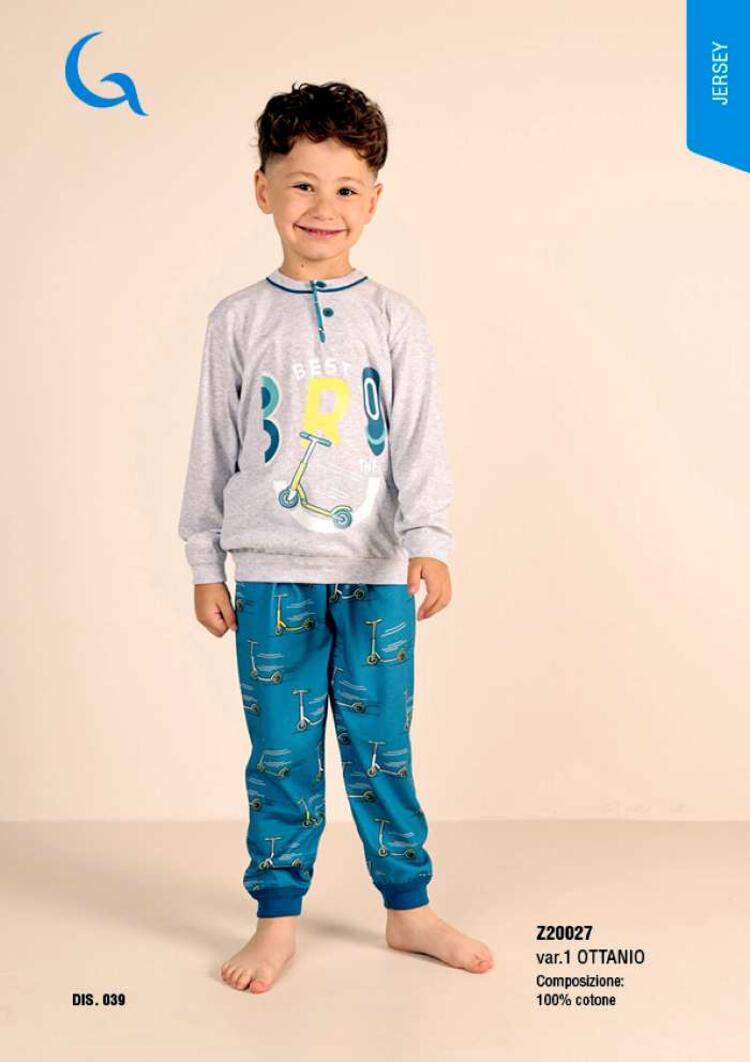 Pigiama da bambino lungo in jersey di cotone Gary Z20027 Gary