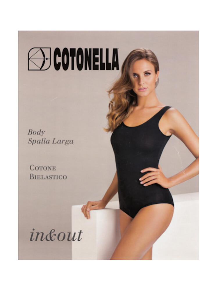 Body donna spalla larga in cotone bielastico Cotonella 3513 Cotonella