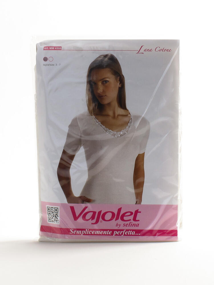 T-shirt donna lana cotone con macramè assortito Vajolet 4508 Vajolet
