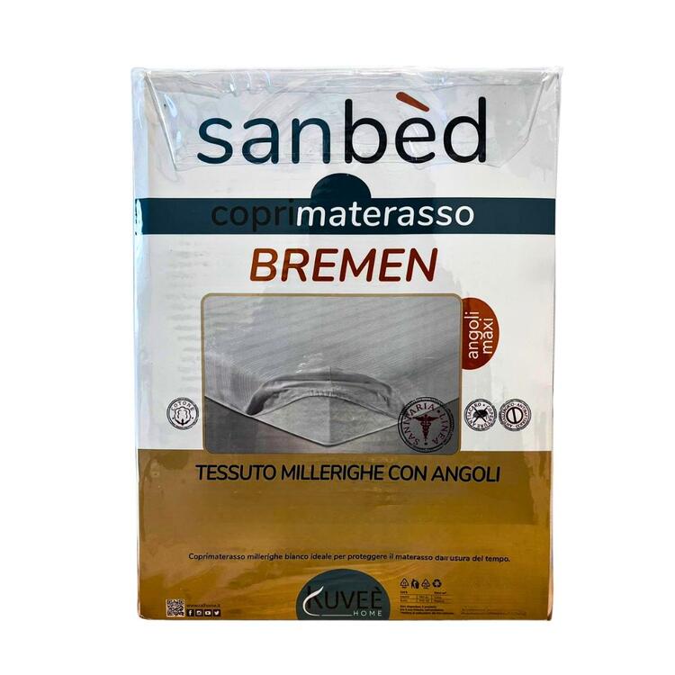 COPRIMATERASSO 1 PIAZZA E MEZZO TESSUTO MILLERIGHE CON ANGOLI SANBED BREMEN SANBED
