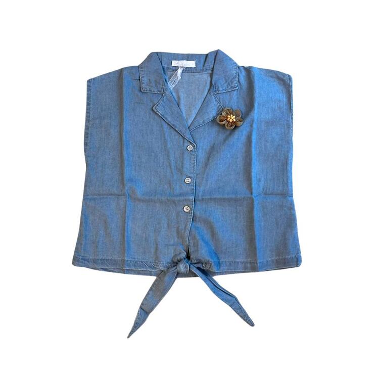 CAMICETTA RAGAZZA SMANICATA CON SPILLA FIORE LOLETA LJ11183 LOLETA