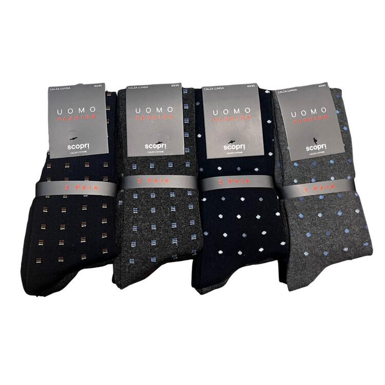 CALZINO LUNGO UOMO IN COTONE CALDO SCOPRI PRISCO CAPRI TRI-PACK Scopri Calze