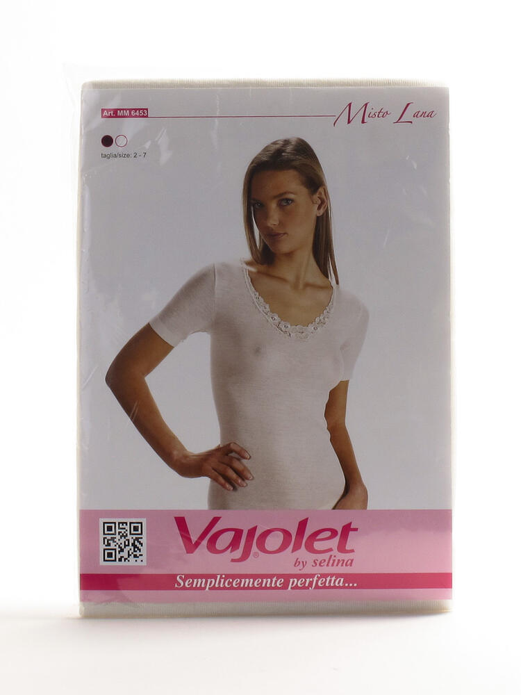 T-shirt donna in misto lana con macramè rose Vajolet 6453 Vajolet